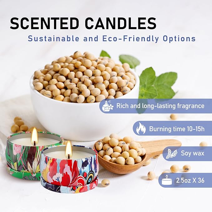 36 Pack Scented Candles Set for Home, Relaxing Stress Relief, Aromatherapy - Image 4