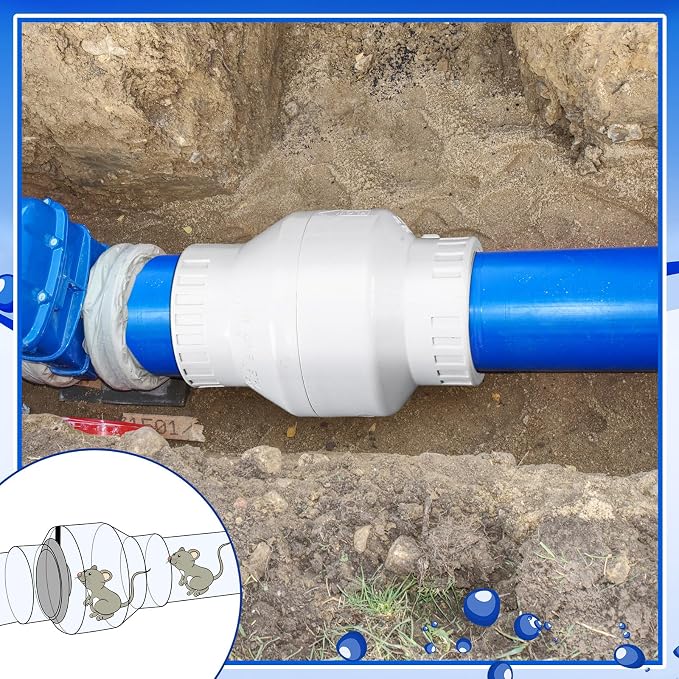 Geetery 2 Pcs 1-1/2'' PVC Check Valve Slip Swing No Spring Back Flow Preventer - Image 6