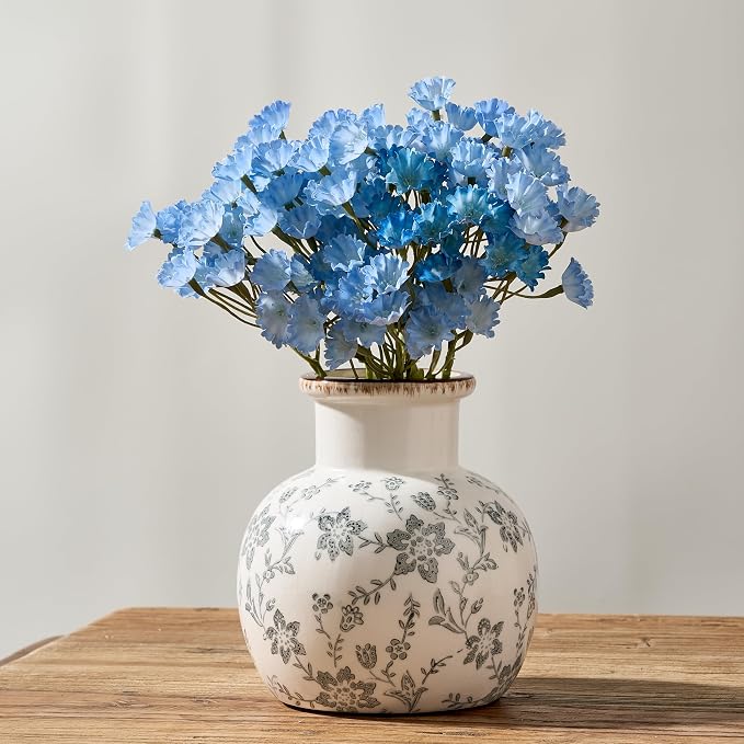 SIDUCAL Ceramic Vintage Vase, 5.91 Inch Retro Ice Cracked Chinoiserie Floral - Image 5