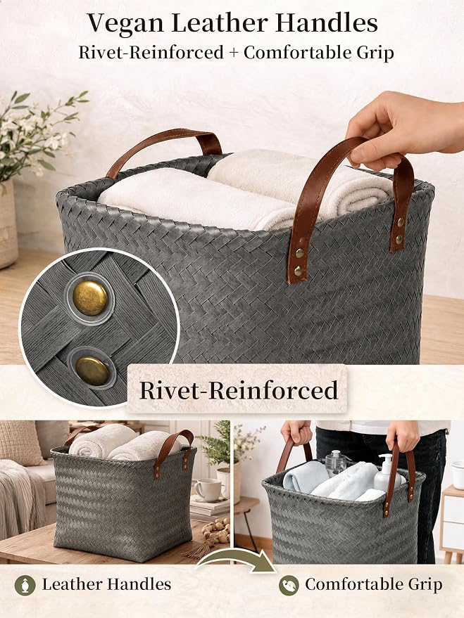 Wicker Storage Baskets, 4 Pack Woven Baskets - Image 6