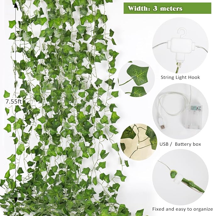RECUTMS Fake Wall Curtain Ivy Vines - Image 2