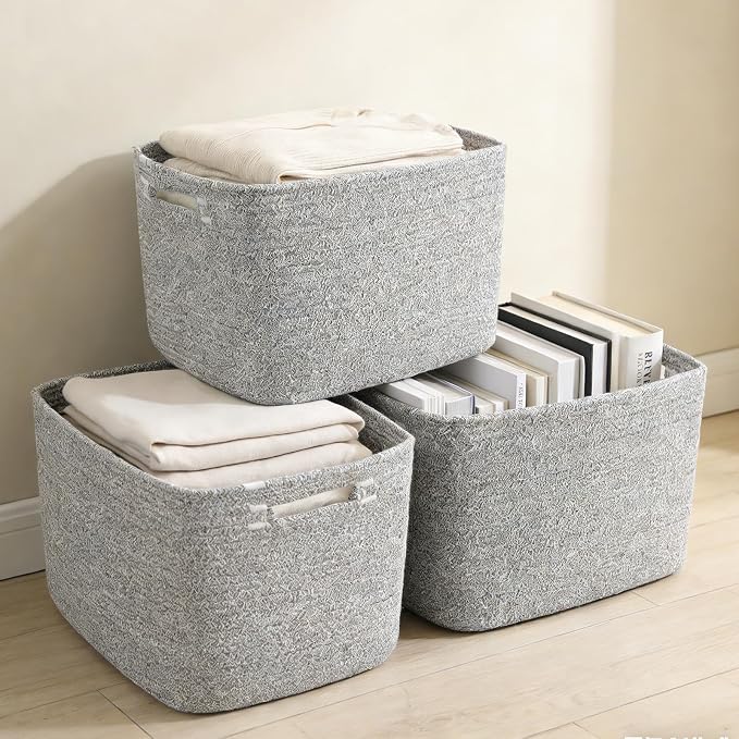 3 Pack Woven Baskets, Storage Baskets - Image 6