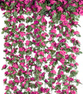6Pcs x 8.2FT Artificial Flower Garland Rose Vine Decor, Magenta Flower | by PONKING