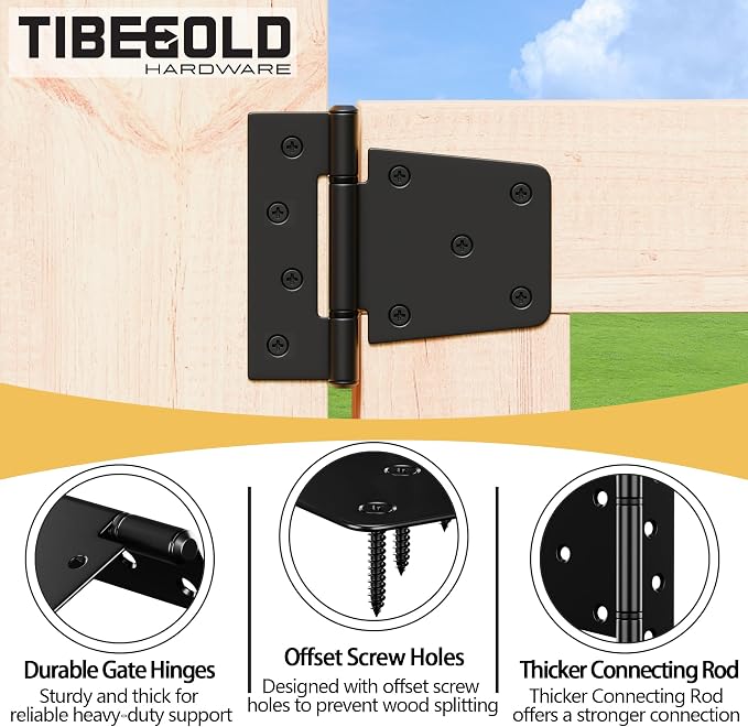 3-1/2 Inch Heavy Duty Gate Hinges, Gate Strap Hinge - Image 3