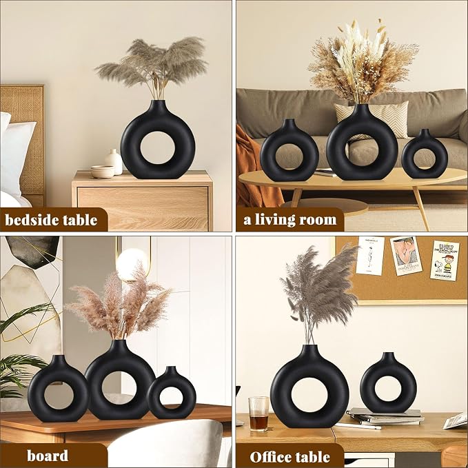 Black Ceramic Vases -for Modern Home Decor, Decorative Gift - Image 5