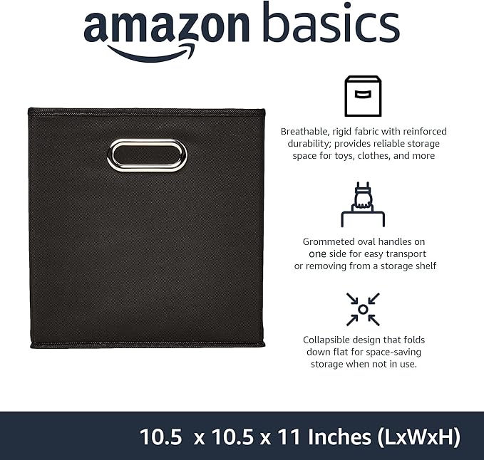 Amazon Basics Collapsible Cube Storage Bins, Space-Saving, Organizing Fabric - Image 2