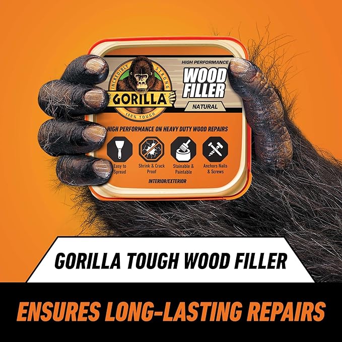 Gorilla All Purpose Wood Filler, Natural Finish, 16 Ounce Tub - Image 2