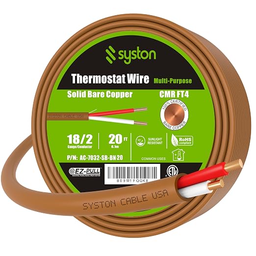 Syston 18/2 Thermostat Doorbell HVAC Heating Control Cable Wire, 100% Solid - Image 2