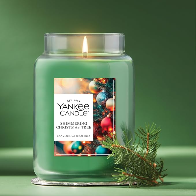 Yankee Candle Shimmering Christmas Tree, Christmas Scented Candle, 22oz Large - Image 4