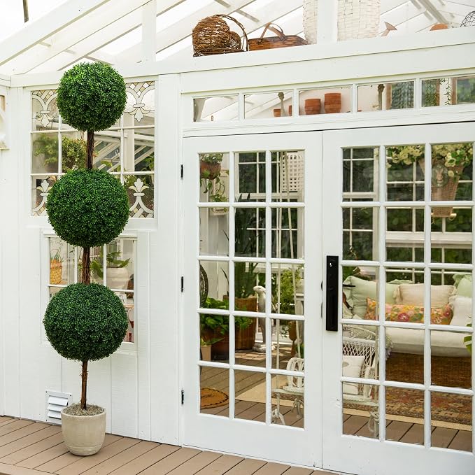 Nearly Natural 8ft UV Resistant Artificial Triple Ball Boxwood Topiary Tree - Image 8