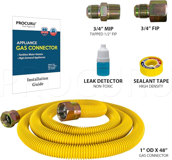 1" OD x 48" x 3/4"MIP x 3/4"FIP Universal Flexible Gas Connector Kit, - Image 2