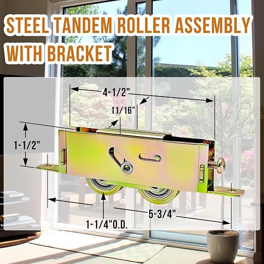 2 Pack Sliding Patio Door Tandem Roller Assembly Replacement - Image 2