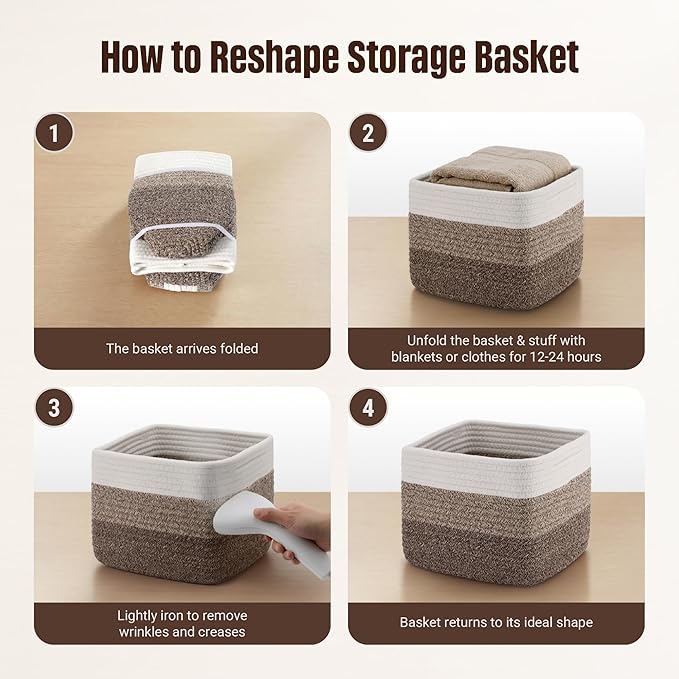 5-Pack Storage Cubes Woven Rope Baskets, 2 Sizes Organizer Bins | Ideal - Image 7