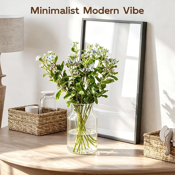 Clear Glass Vase, 8 inch Glass Flower Vase - Image 4