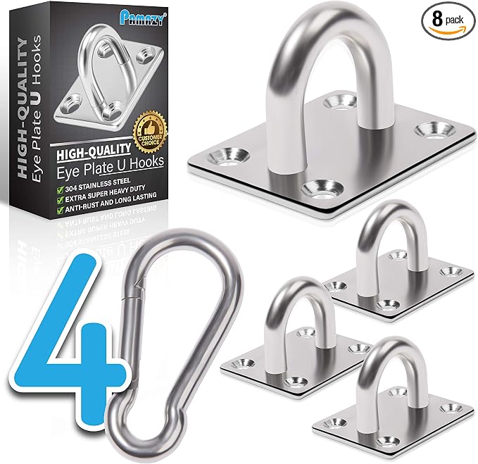 Premium M6 Heavy-Duty Stainless Steel Pad Eye Snap Hook, Ceiling Hook, Hanging by Pamazy