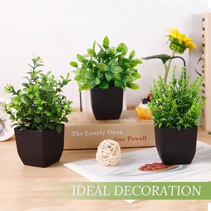 Der Rose 4 Pack Black Bathroom Decor Small Fake Plants, Halloween Decor | - Image 4