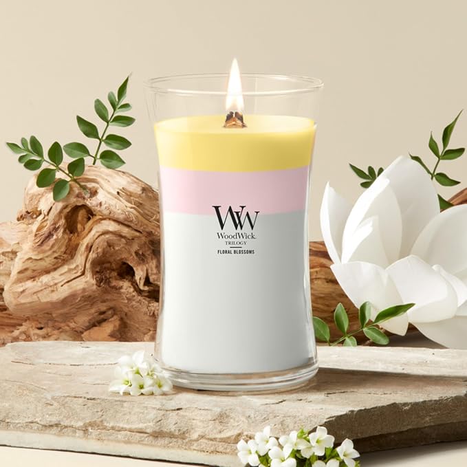 Woodwick Floral Blossoms Large Hourglass Trilogy Candle - Image 2