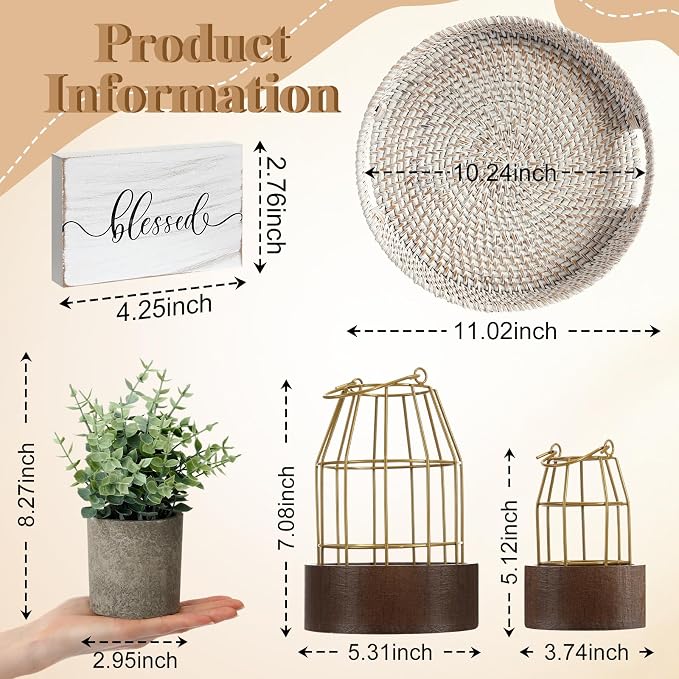 Modern Rustic Farmhouse Candle Lantern Set of 5, Burlywood | Decorative - Image 3