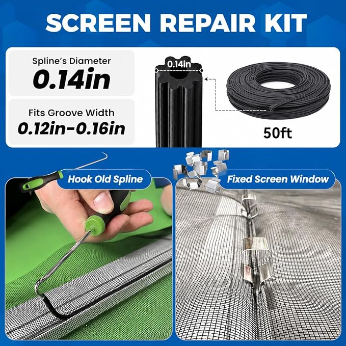 King&Charles Window Screen Replacement, 6in1 Window Screen Door Repair Kit | - Image 4