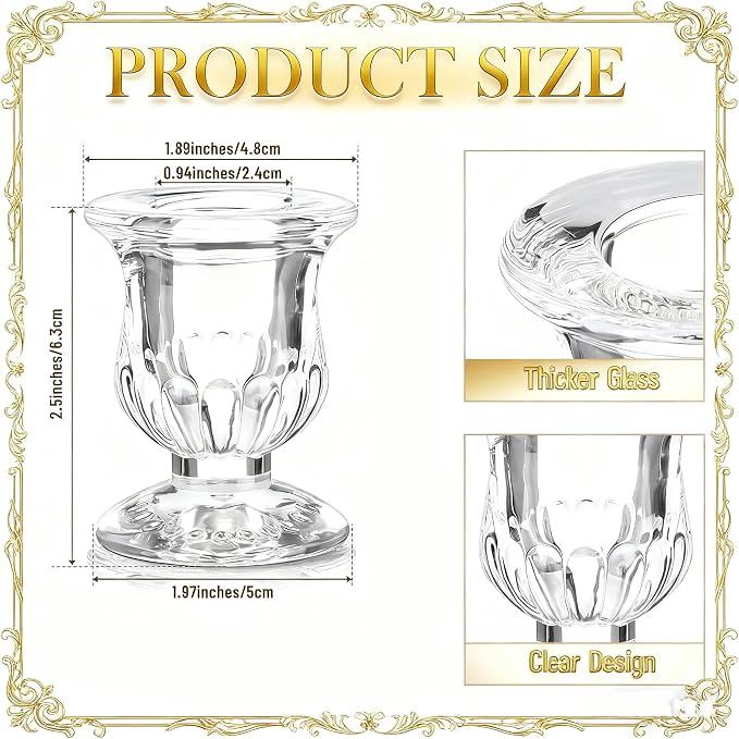 48 Pcs Clear Glass Taper Candle Holders Bulk, 2.5 Inch Small Candlestick Stands - Image 2