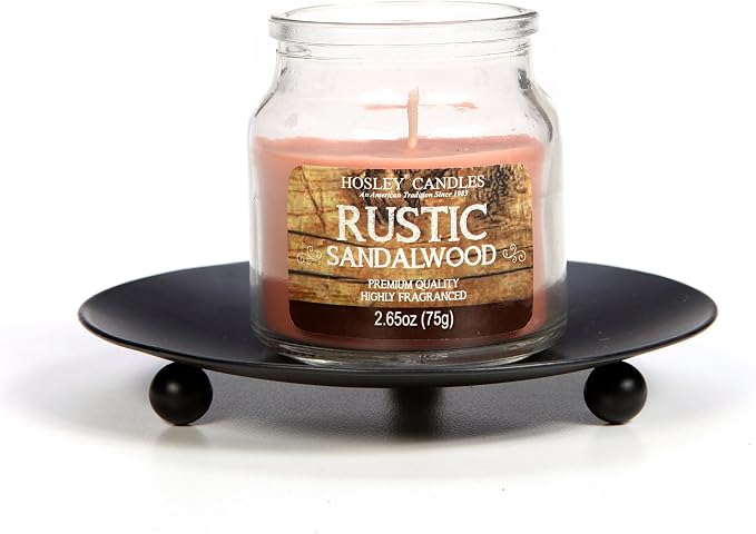 Hosley Black Iron Pillar Candle Holder Plates – 7-Inch Decorative Round Trays - Image 9