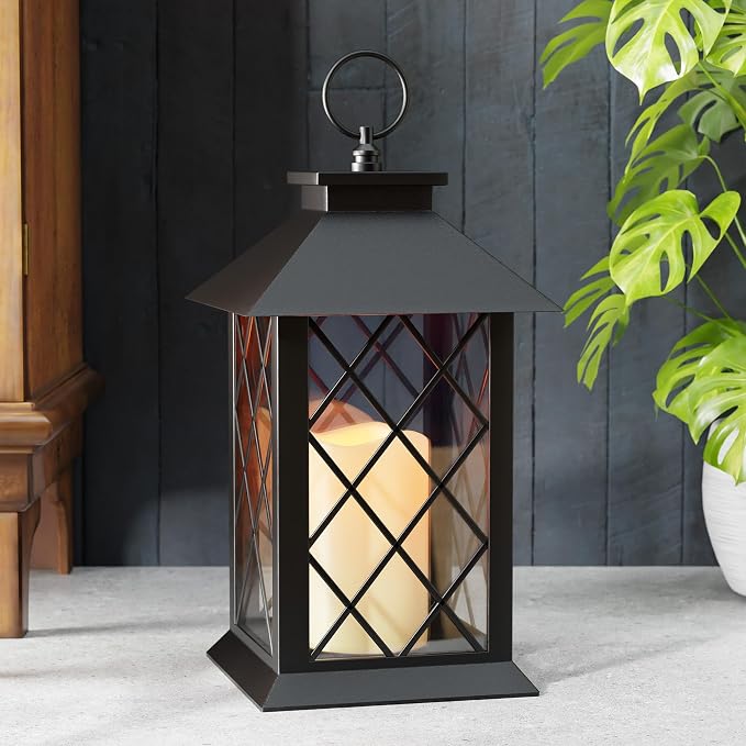 13.4" Lanterns Decorative Indoor, Diamond-shaped Outdoor Lanterns, Waterproof by AFINETH