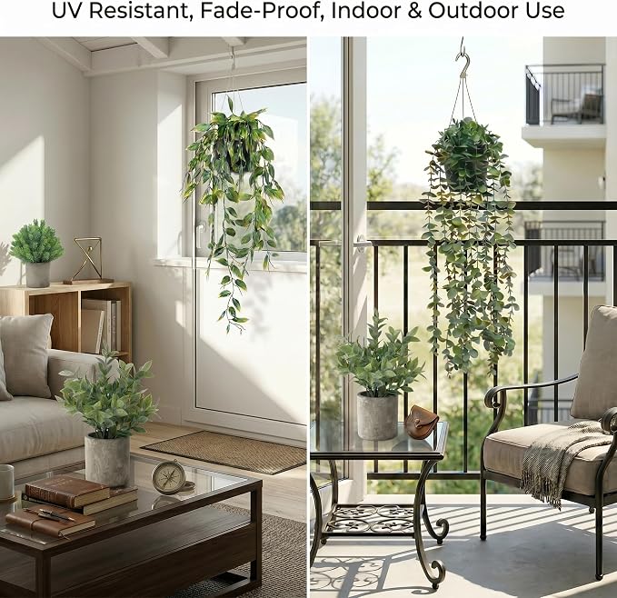 Artificial Hanging Plants 5 Pack – Small Fake Potted Ivy Plants - Image 8