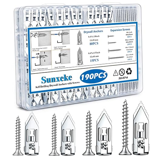190 PCS Self Drilling Drywall Anchors by Brandquality-Trustworthy