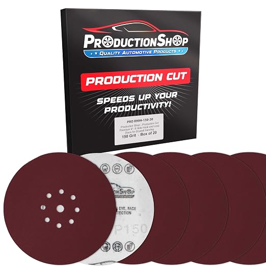 ProductionShop Premium 9" Red 9-Hole Pattern 150 Grit Sanding Discs, Box of 20 by ProductionShop