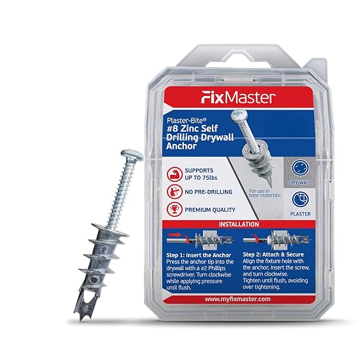 #8 Zinc Plaster Bite Self-Drilling Drywall Anchors w/Screws – Heavy Duty Zinc by Unknown