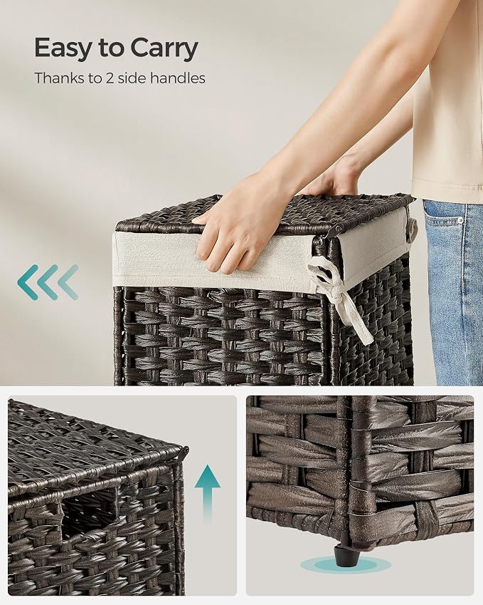 SONGMICS Storage Basket with Lid, Woven Blanket Storage Bin with Handles - Image 5
