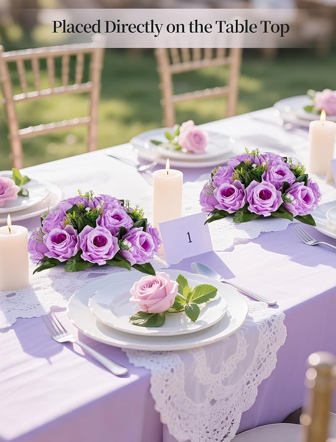 BLOSMON Flower Balls Table Centerpieces: 2 Pcs Fake Roses - Image 3