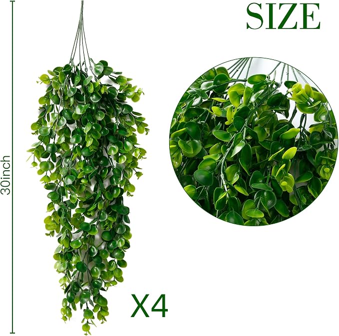 Sggvecsy 4 Pack Artificial Hanging Plants Fake Hanging Plant Faux Hanging - Image 5