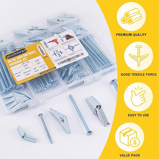 Toggle Bolts for Drywall 30 Sets, 3 Sizes Hollow Wall Anchors Kit - Image 6