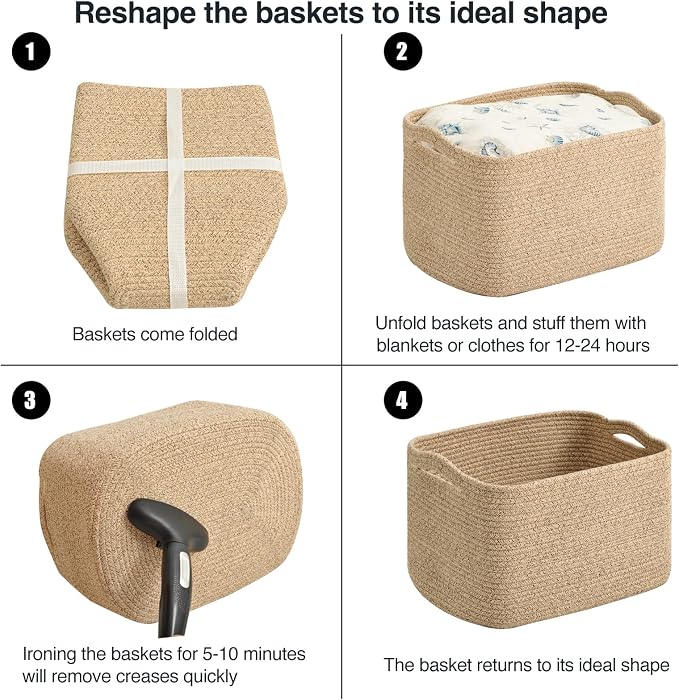ICERZCZ Large Storage Baskets for Organizing Shelves, Woven Cotton Rope Bins - Image 7