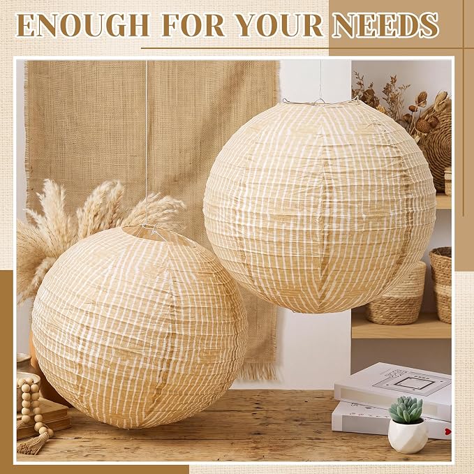 6 Pcs Print Burlap Paper Lanterns Classroom Decor, 16 Inch | Boho Hanging Decor - Image 4