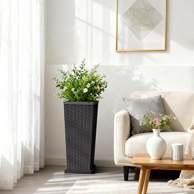 Set of 2 30 Inch Tall Plastic Planters - Image 3