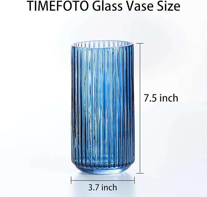 7.5 inch Blue Glass Flower Vase - Image 3