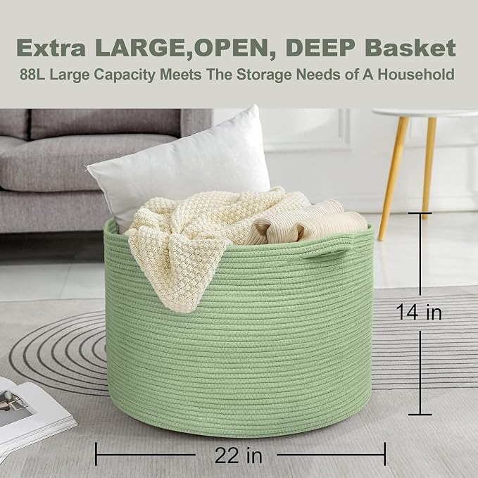 Extra Large Green Basket, Nursery Laundry Basket, Cute Kids Toy Storage Bin - Image 3