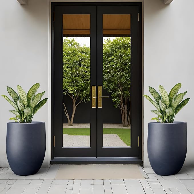 Kante Charcoal Concrete Planter 21.7" Tall All-Weather Round Large Pot - Image 3