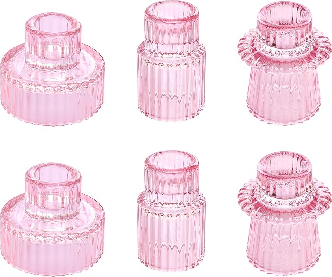 Vixdonos Taper Glass Candlestick Holders Tealight Candle Holders by Vixdonos