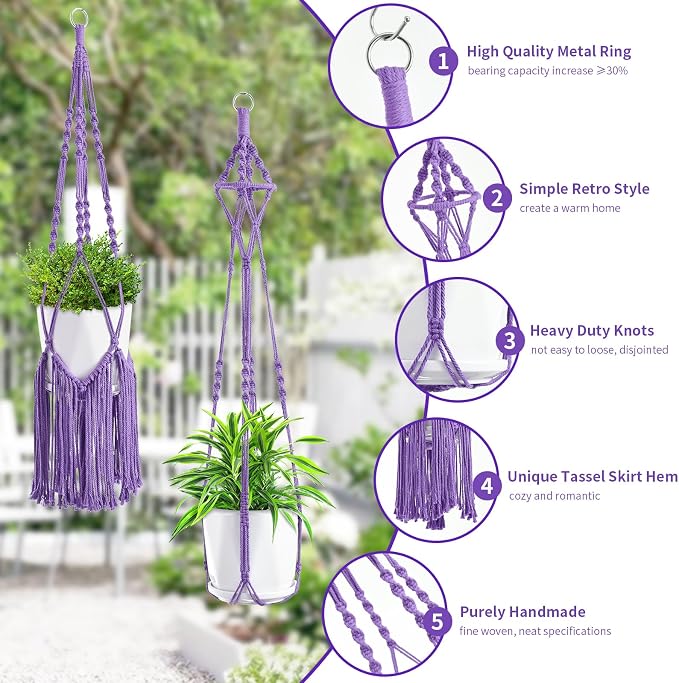 SFENNGPET Macrame Plant Hangers, handmade macromay plant hangers, indoor flower - Image 2