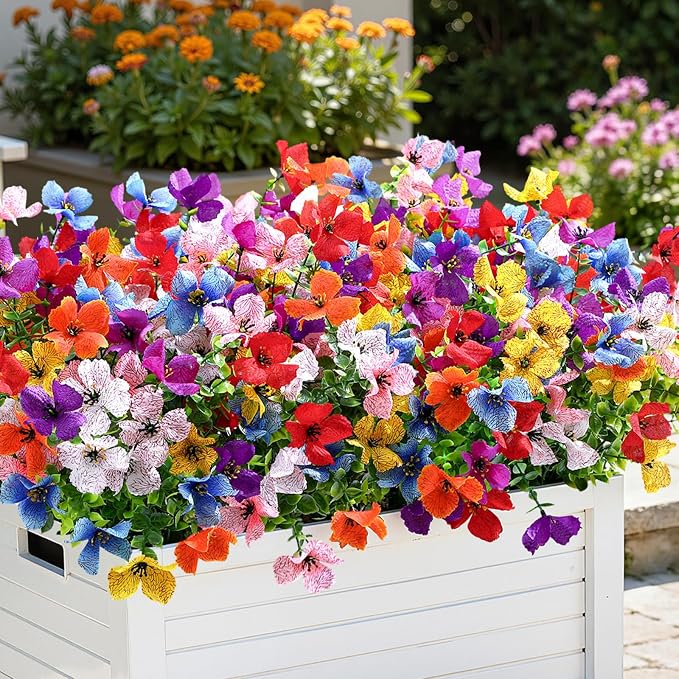 SHareconn 20 Bundles Artificial Flowers UV Resistant Outdoor Decor | Realistic - Image 5