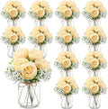 12 Sets Mason Jar Flowers Centerpiece Table Decorations, Champagne | Faux by Zeyune