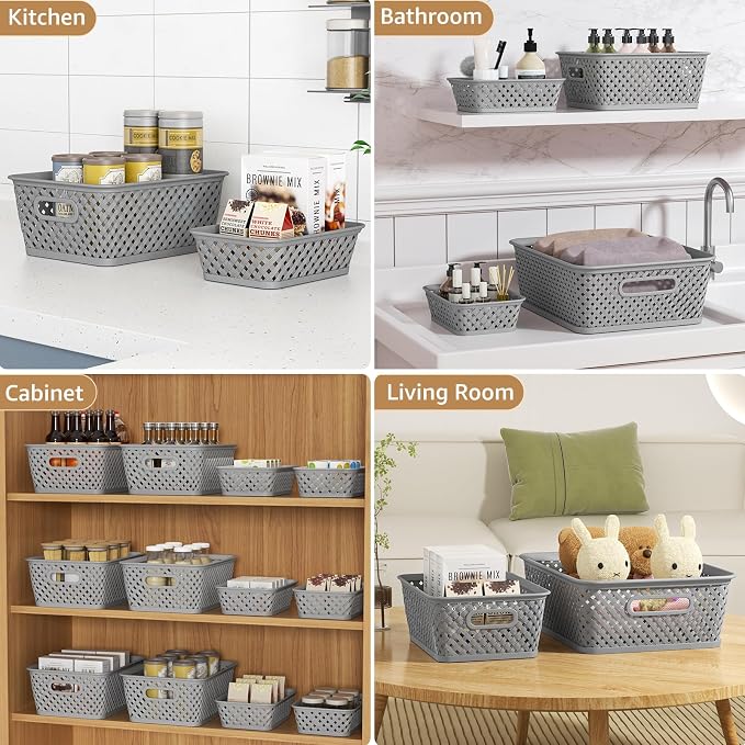 MaxGear 3 Pack Plastic Storage Baskets, Suitable - Image 6