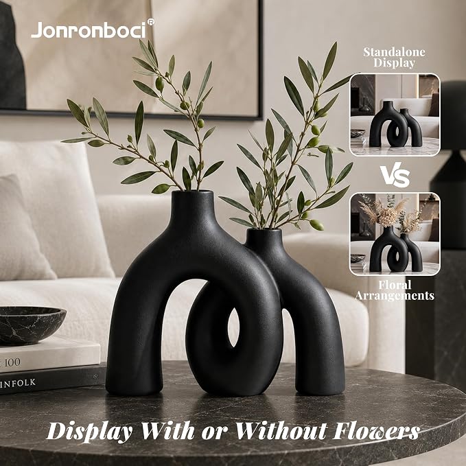 Matte Black Vase Set - Image 5