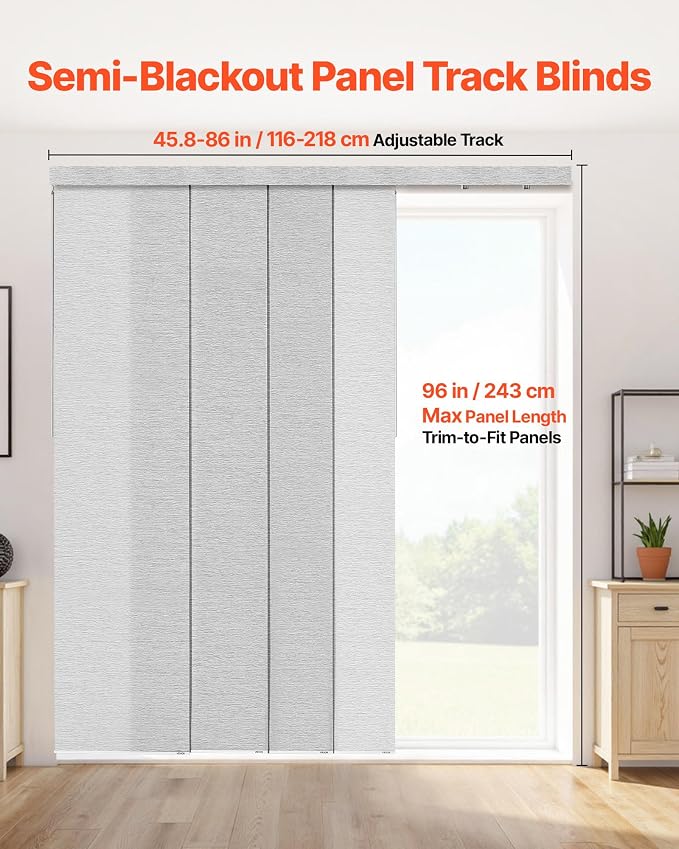 VEVOR Panel Track Blinds, Extendable Track from 45.8 in to 86 in W, Trimmable - Image 2