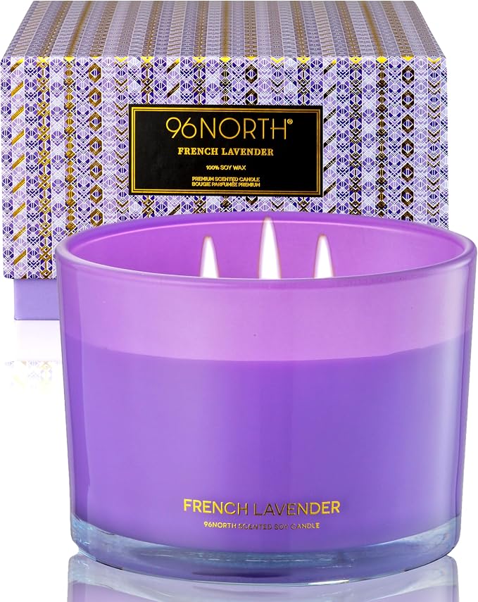 Luxury Lavender Soy Candle | Large 3 Wick Jar Candle | Up to 50 Hours Burning by 96NORTH%C2%AE