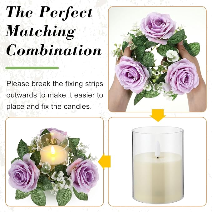Yunlly 12 Pcs Rose Candle Rings - Image 4