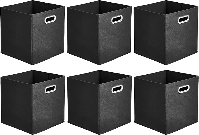 Amazon Basics Collapsible Cube Storage Bins, Space-Saving, Organizing Fabric by AmazonBasics